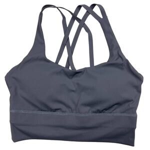 Women's Medium Gray Strappy Removable Padded Wire Free Criss Cross Sports Bra